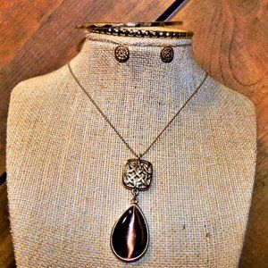 <3 $6-$12 Cat Eye Drop Necklace~ Bangles & Post Earrings Lot